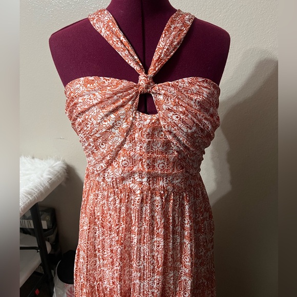 Miss Me orange color Floral Halter Maxi Dress. SZ Medium. - Picture 2 of 6